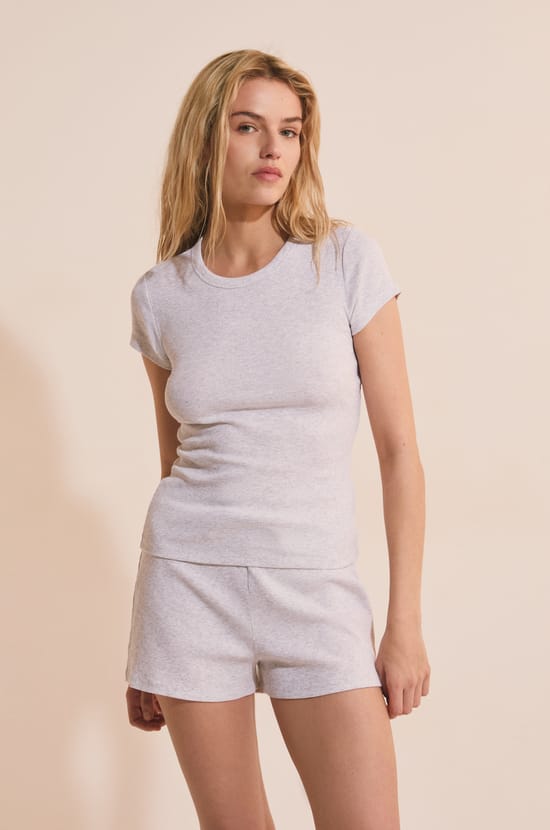 Camiseta de pijama de cuello redondo de algod&oacute;n;${refinementColor}
