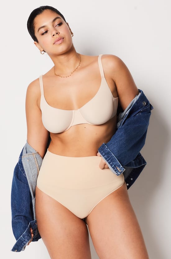 High-Waisted Shaping Thong - Medium Support;${refinementColor}