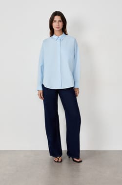 Chemise manches longues en popeline;${refinementColor}