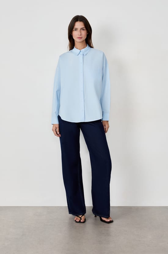 Chemise manches longues en popeline;${refinementColor}