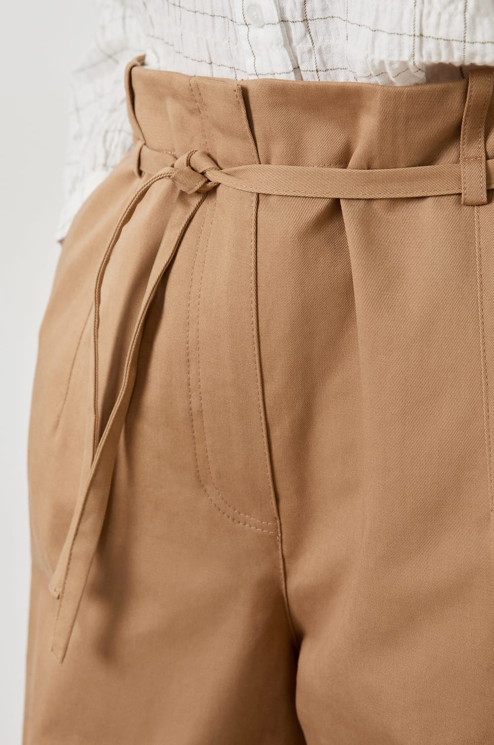 Tie-waist Cotton Trousers;${refinementColor}