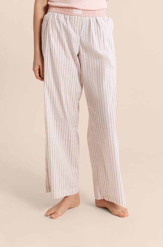 Striped Pyjama Trousers with Cotton;${refinementColor}