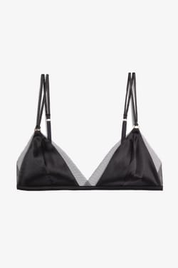 Bügelloser Triangel-BH aus Seide mit Tüll-Details;${refinementColor}