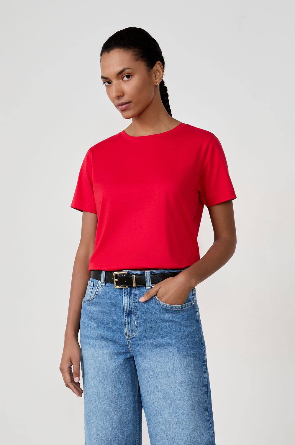Katoenen T-shirt met korte mouwen;${refinementColor}