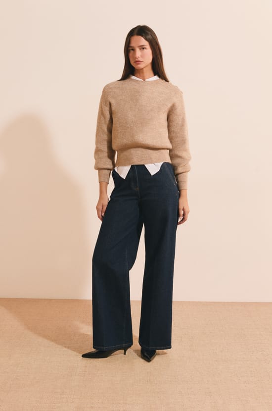 Pull manches longues avec d&eacute;tails boutons;${refinementColor}