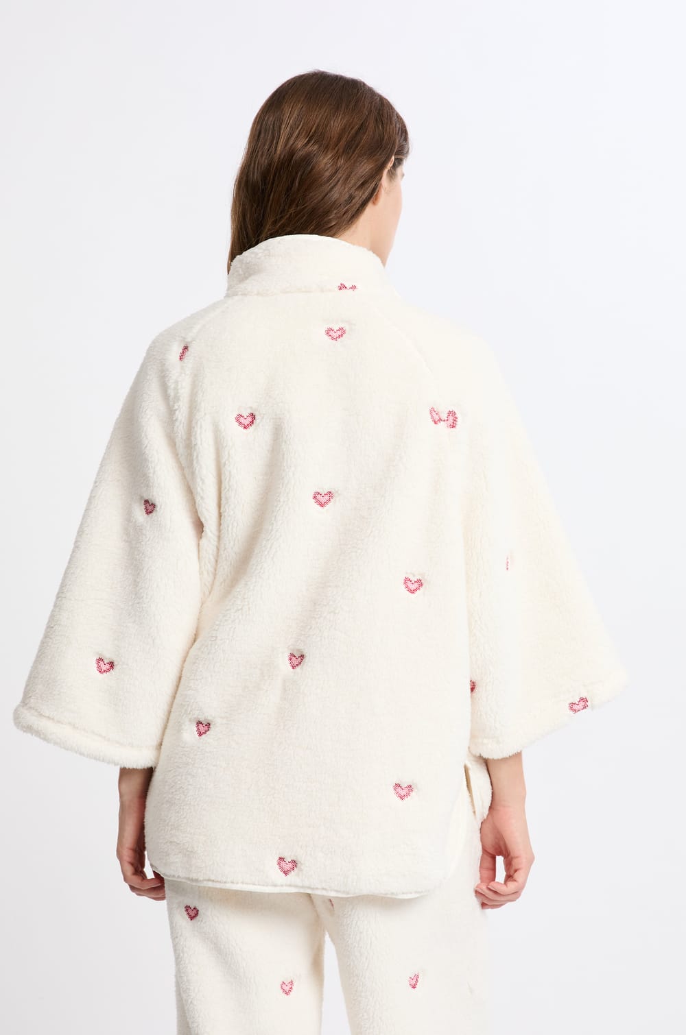 Veste à motifs coeurs effet polaire;${refinementColor}
