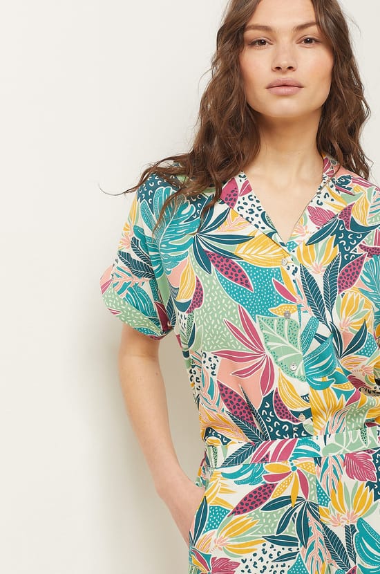 Printed Pajama Shirt;${refinementColor}