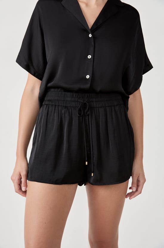 Satin shorts with drawstring;${refinementColor}