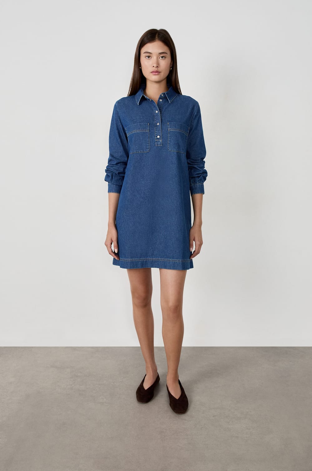 Long-Sleeved Cotton Dress;${refinementColor}