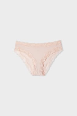 Culotte en microfibre et dentelle;${refinementColor}