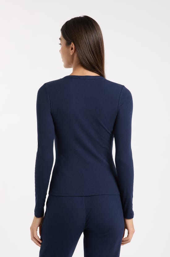 T-shirt de pyjama col rond avec coton;${refinementColor}