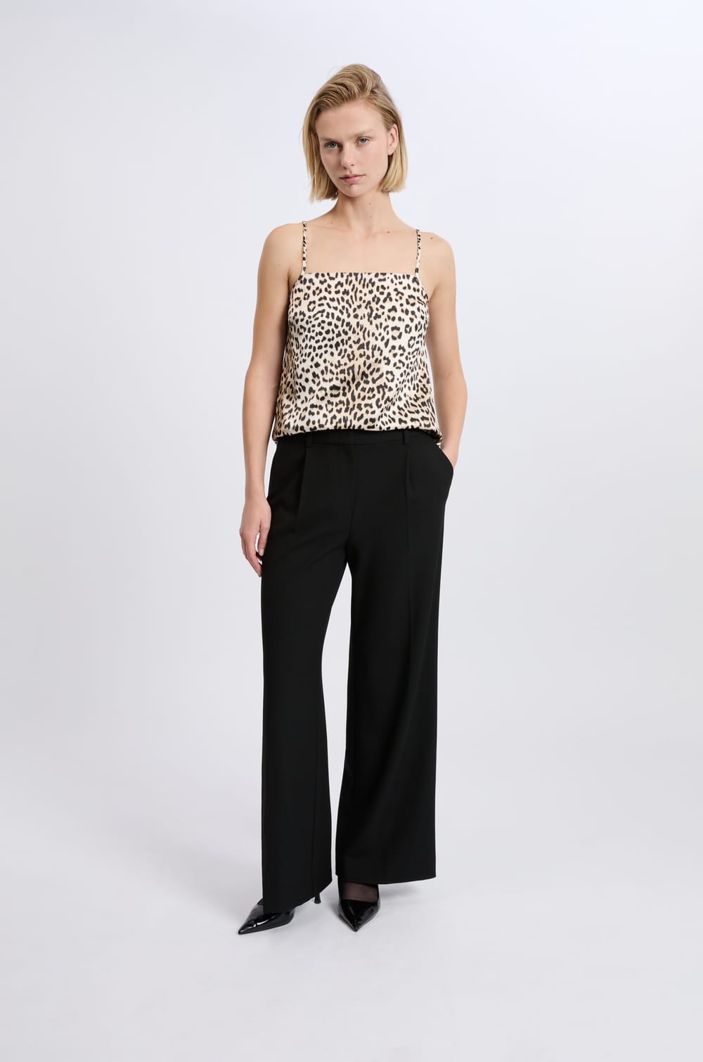 Satin Camisole with Thin Straps Leopard Print;${refinementColor}
