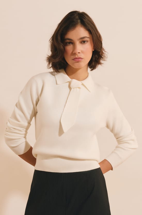 Pull manches longues avec lien &agrave; nouer;${refinementColor}
