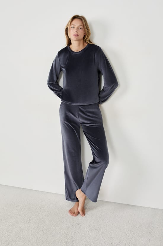 Pantalon de pyjama effet velours;${refinementColor}