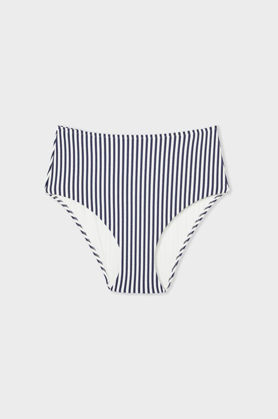High-Waist Striped Bikini Briefs;${refinementColor}