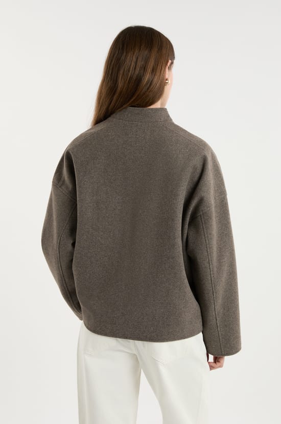 Manteau &agrave; boutons avec laine;${refinementColor}