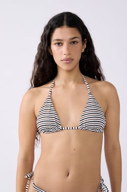 Striped Triangle Bikini Top;${refinementColor}