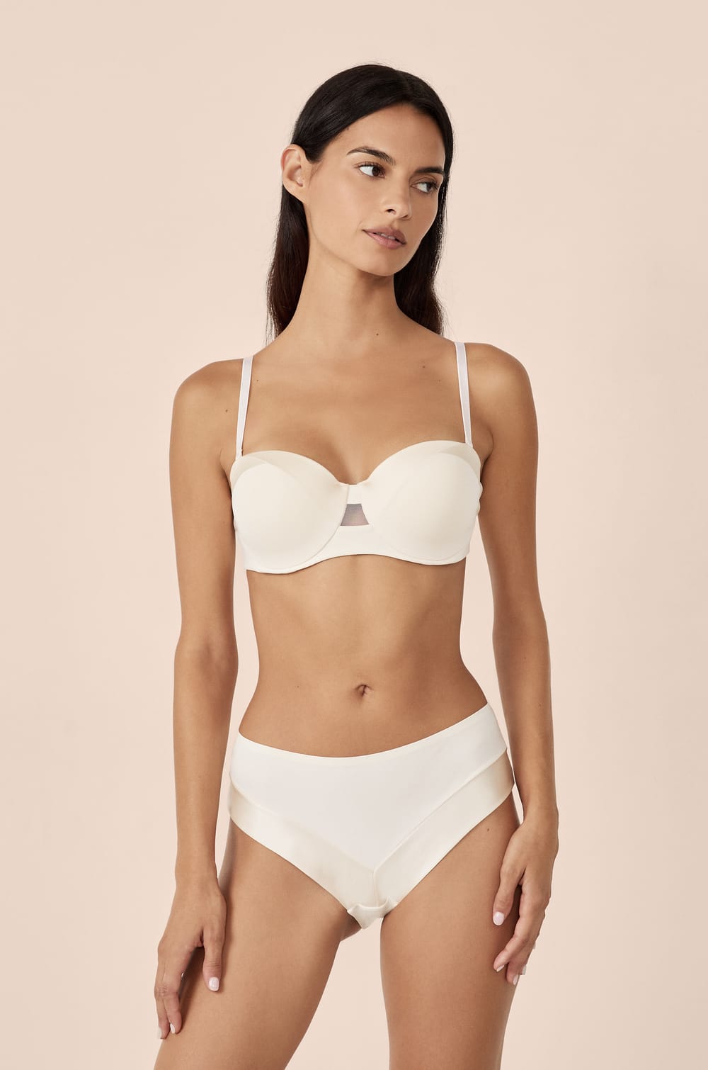 Soutien-gorge bandeau coques fines bretelles amovibles;${refinementColor}