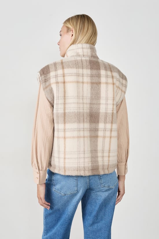 Veste sans manches à carreaux;${refinementColor}