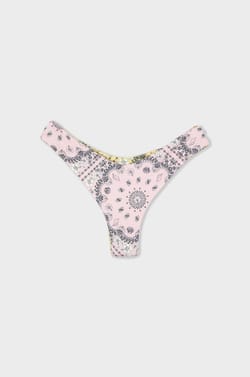 High-leg Brazilian bikini bottom reversible printed swimwear;${refinementColor}