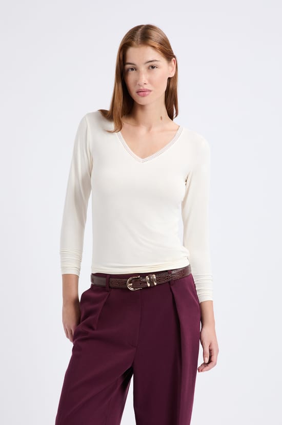 Long Sleeve Thermal Knit T-Shirt;${refinementColor}