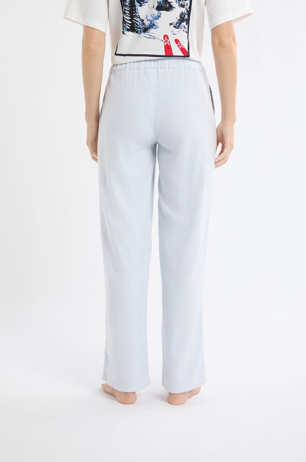 Pantalon de pyjama à carreaux en coton;${refinementColor}