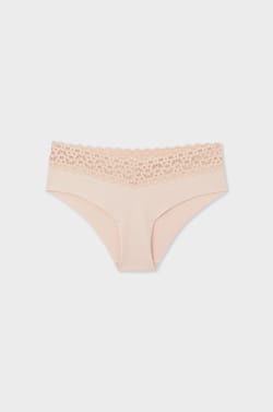 Hipster in V-Form aus Mikrofaser und Spitze;${refinementColor}