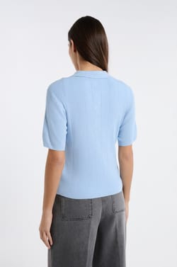 Polo de manga corta de punto fino;${refinementColor}