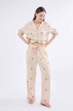 Pantalon de pyjama à motifs en coton;${refinementColor}