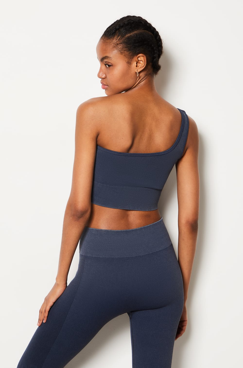 Ribbed Asymmetric Bralette - Light Support;${refinementColor}