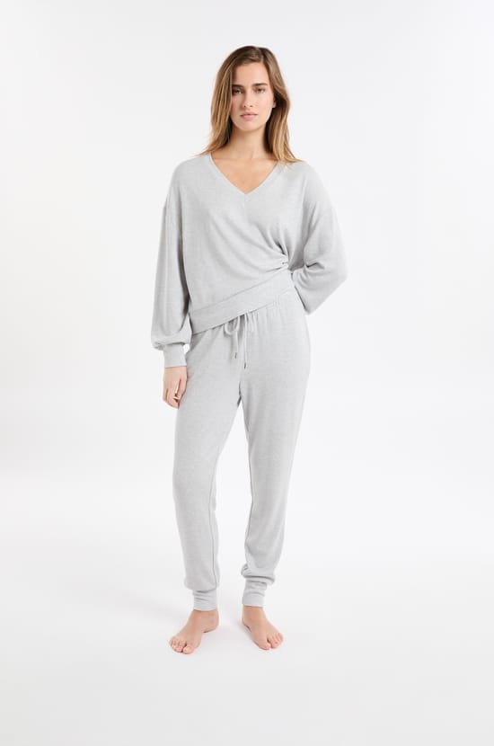 V-neck Pyjama Sweatshirt;${refinementColor}