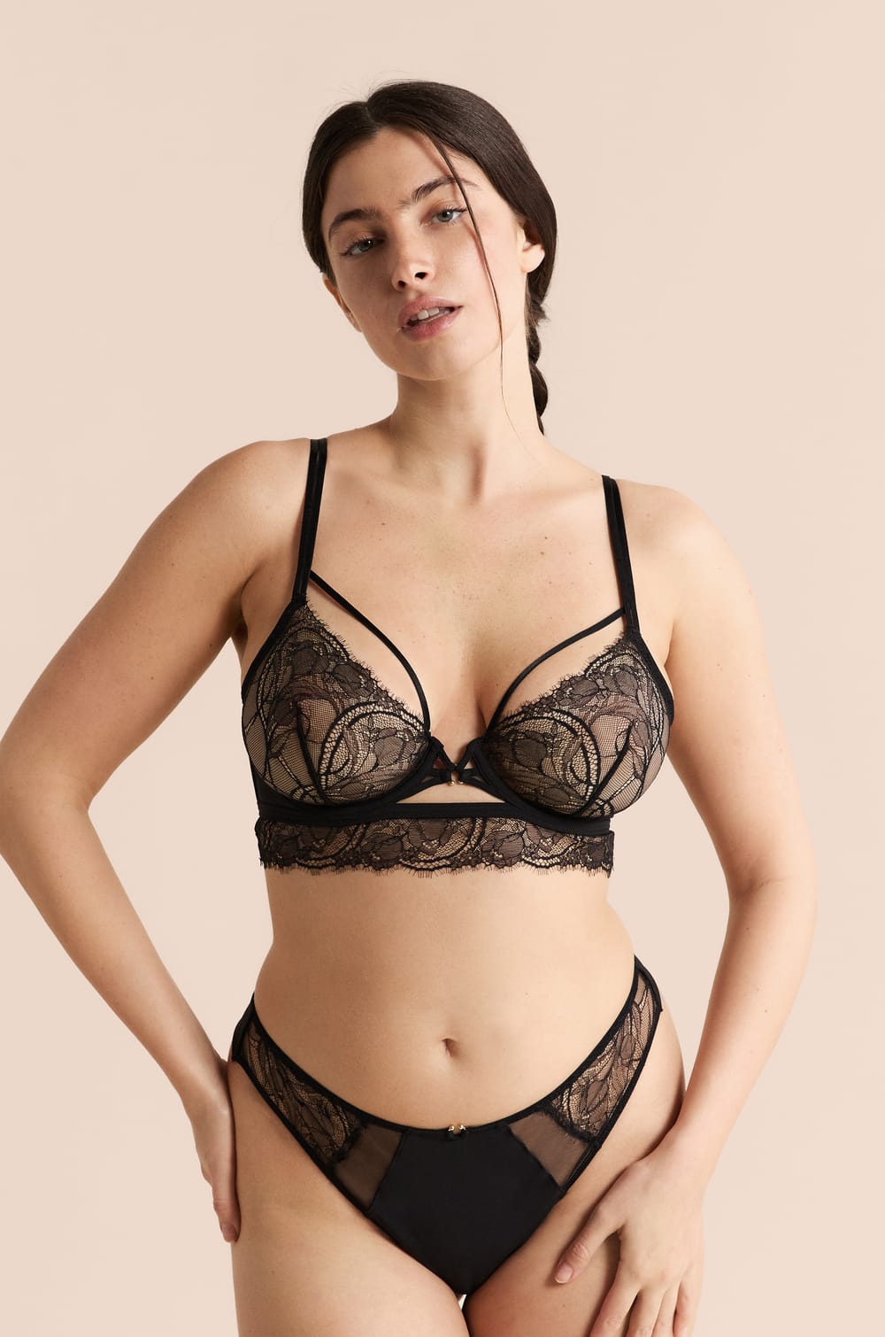 Sujetador bustier de encaje;${refinementColor}