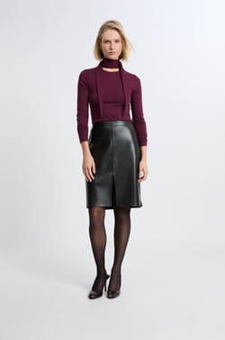 Camiseta de manga larga con cuello con lazada de algod&oacute;n;${refinementColor}