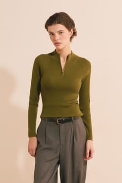 Pull c&ocirc;tel&eacute; manches longues avec col haut;${refinementColor}