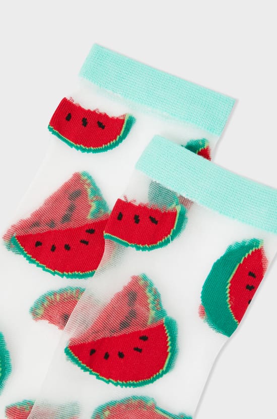 Chaussettes transparentes à motifs pastèques Coucou Suzette;${refinementColor}