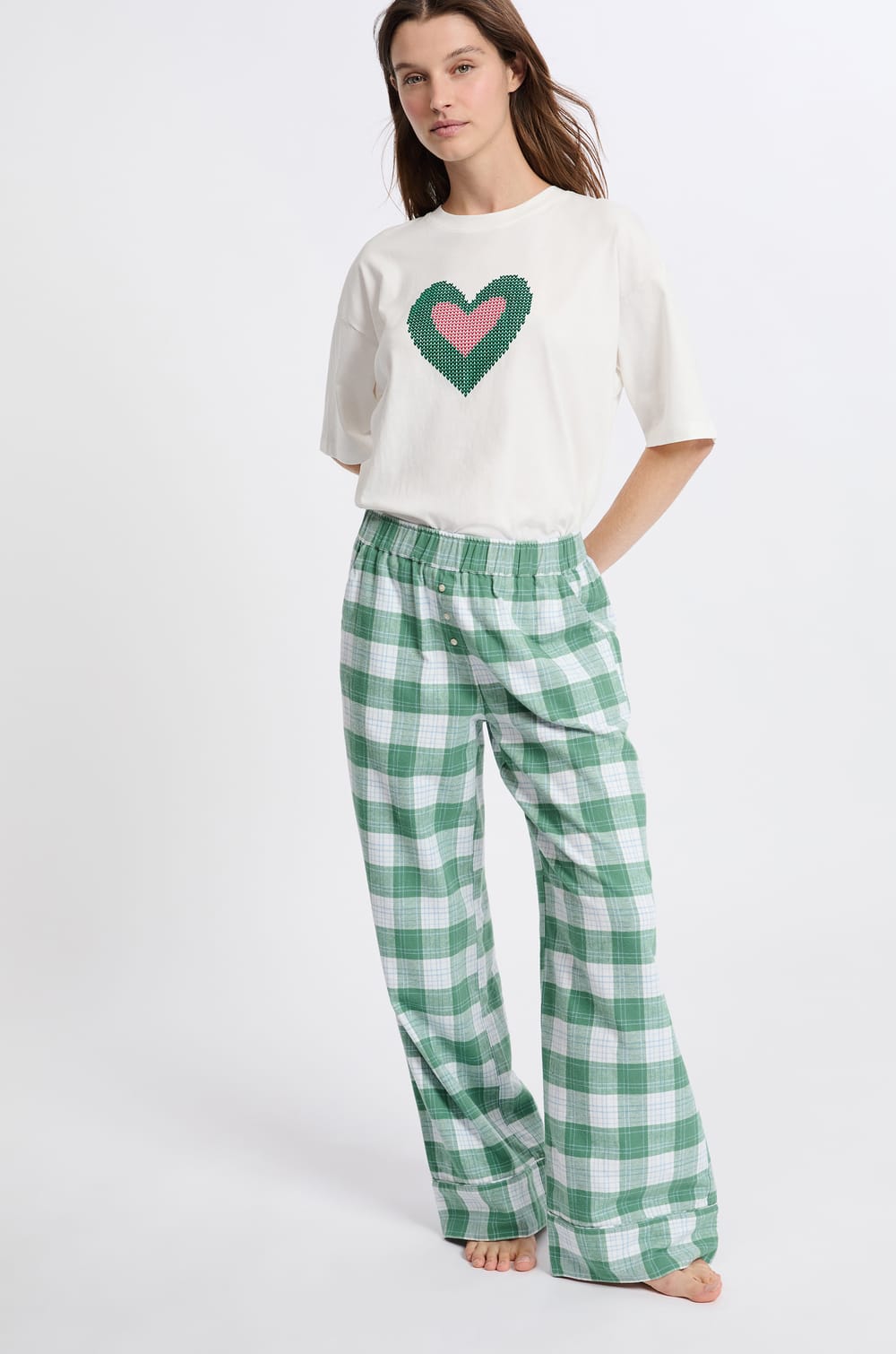 Cotton Plaid Pajama Pants;${refinementColor}