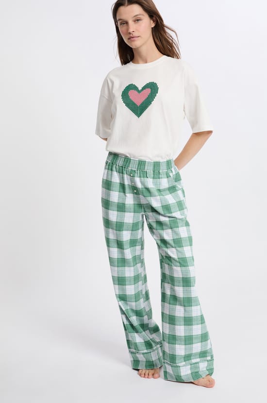 Cotton Plaid Pajama Pants;${refinementColor}