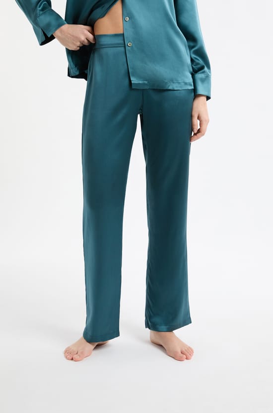 Pantalon de pyjama en soie;${refinementColor}