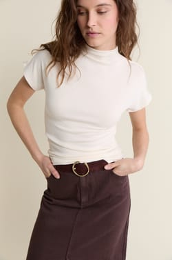 T-shirt &agrave; manches courtes &agrave; col montant;${refinementColor}