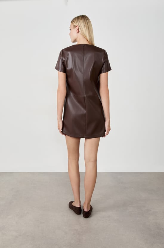 Short Leather-Effect Dress;${refinementColor}