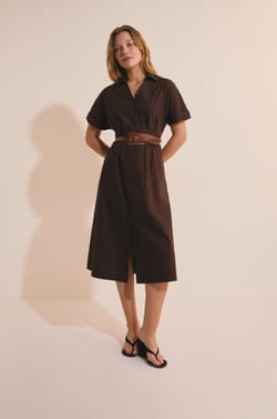 Robe midi avec boutons en coton;${refinementColor}