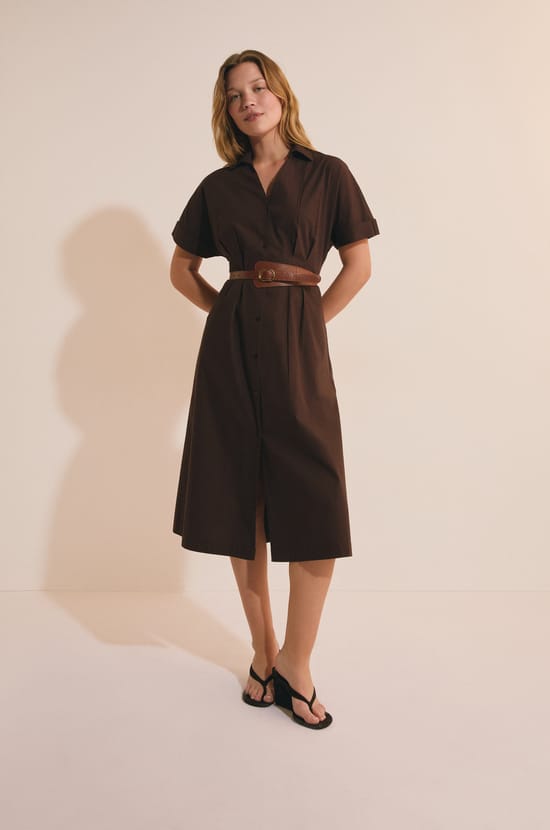 Robe midi avec boutons en coton;${refinementColor}