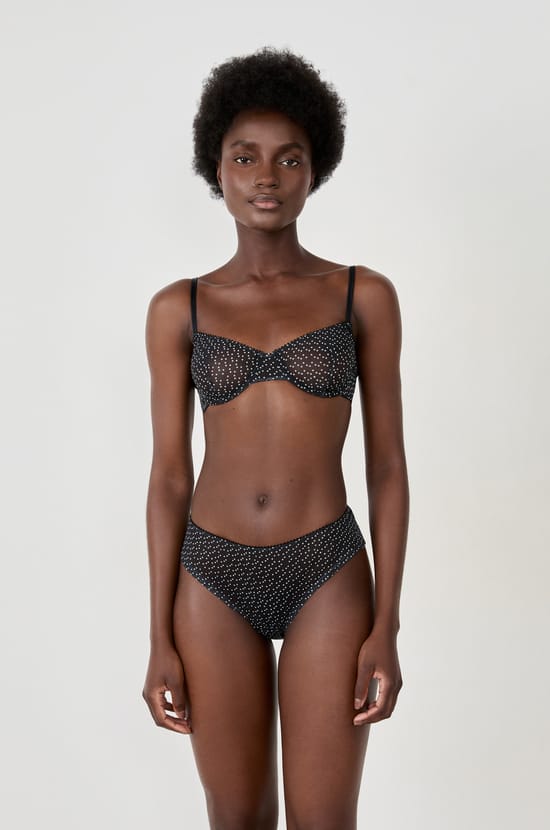 Classic bra in polka dot tulle;${refinementColor}