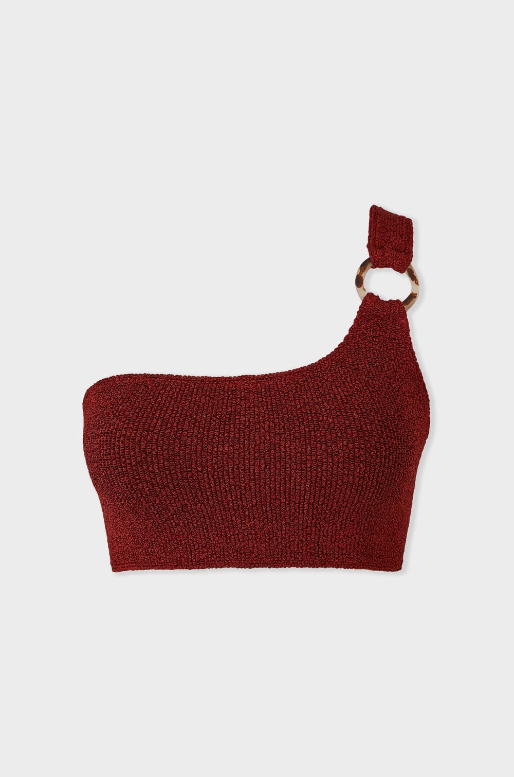 Brassi&egrave;re asym&eacute;trique haut de maillot en mati&egrave;re extensible;${refinementColor}