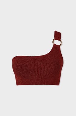 Brassi&egrave;re asym&eacute;trique haut de maillot en mati&egrave;re extensible;${refinementColor}