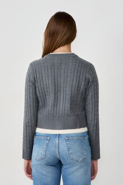 Cardigan col rond avec boutons;${refinementColor}