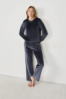 Velvet-Effect Pyjama Trousers;${refinementColor}