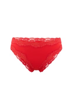 Culotte en microfibre et dentelle;${refinementColor}