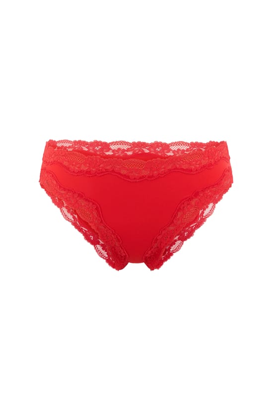 Culotte en microfibre et dentelle;${refinementColor}