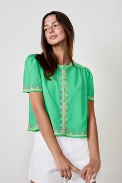 Embroidered cotton blouse;${refinementColor}